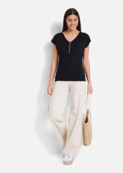 Shirt mit Reißverschluss, Kurzarm