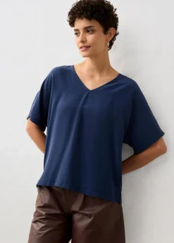 Shirt mit Seidenanteil und Webeinsatz