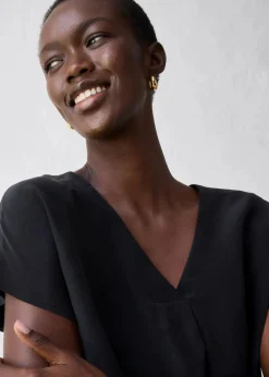 Shirt mit Seidenanteil und Webeinsatz