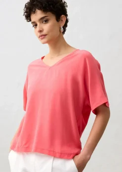 Shirt mit Seidenanteil und Webeinsatz