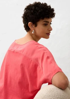 Shirt mit Seidenanteil und Webeinsatz