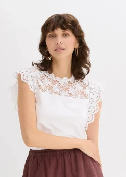 Shirt mit Spitzeneinsatz