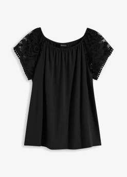 Shirt mit Spitzenärmeln