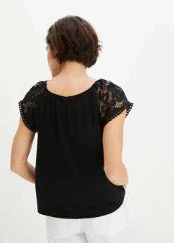 Shirt mit Spitzenärmeln