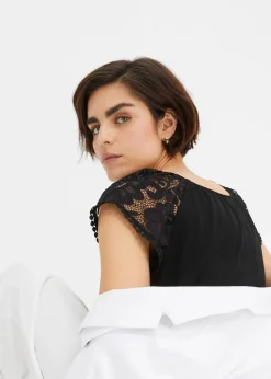Shirt mit Spitzenärmeln