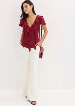 Shirt mit Volants aus softem Modal-Mix