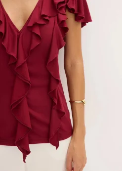 Shirt mit Volants aus softem Modal-Mix