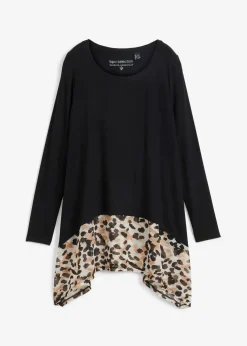 Shirtbluse aus Viskose-Mix mit Chiffoneinsatz