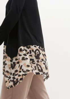 Shirtbluse aus Viskose-Mix mit Chiffoneinsatz