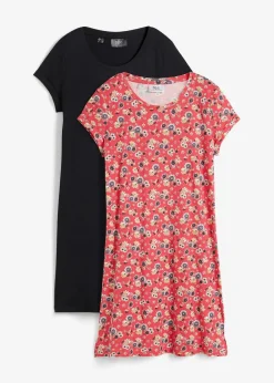 Shirtkleid mit seitlichen Schlitzen aus reiner Baumwolle (2er Pack)