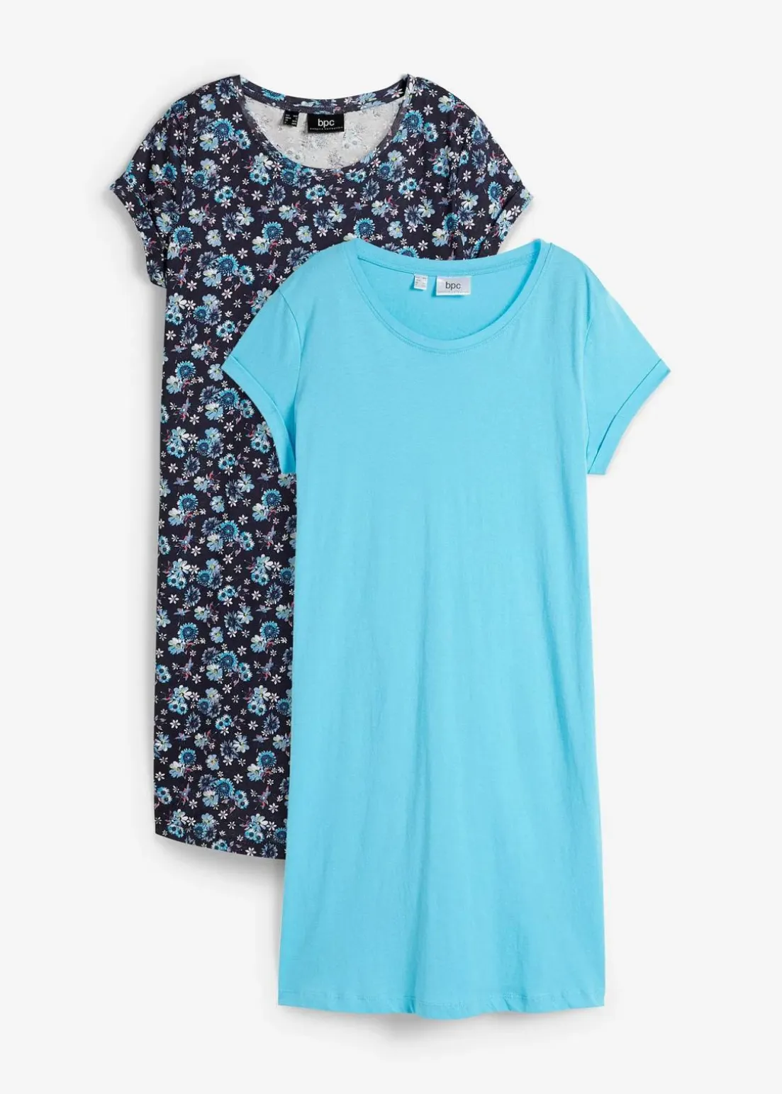 Shirtkleid mit seitlichen Schlitzen aus reiner Baumwolle (2er Pack)