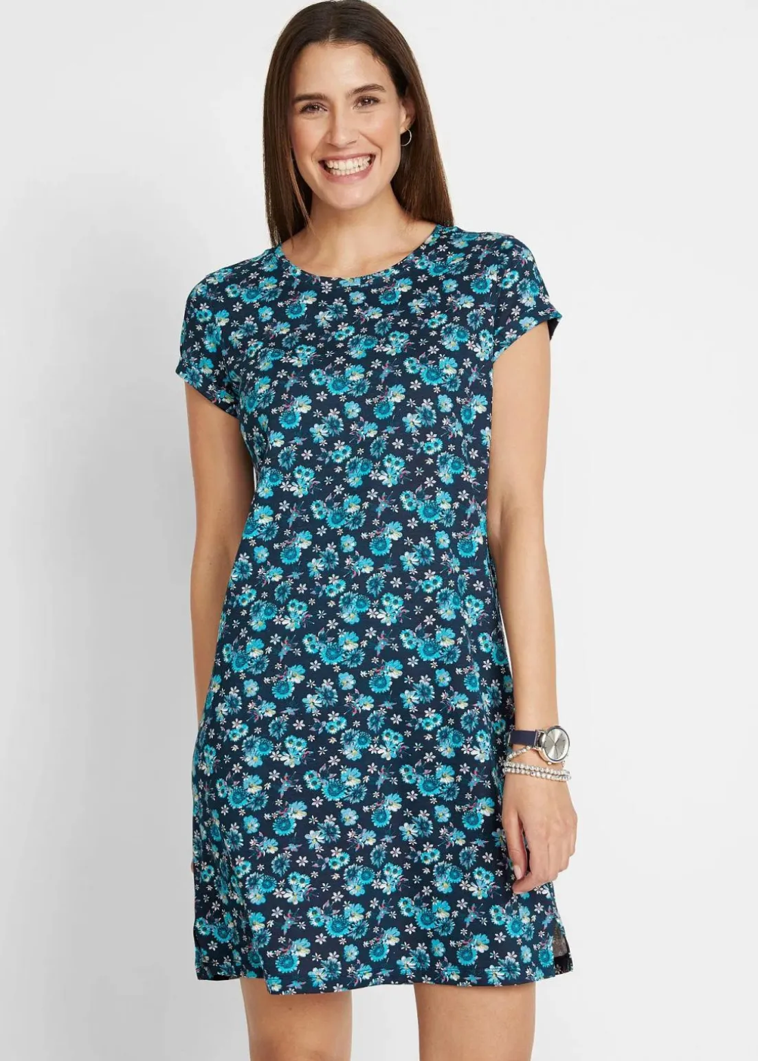 Shirtkleid mit seitlichen Schlitzen aus reiner Baumwolle (2er Pack)