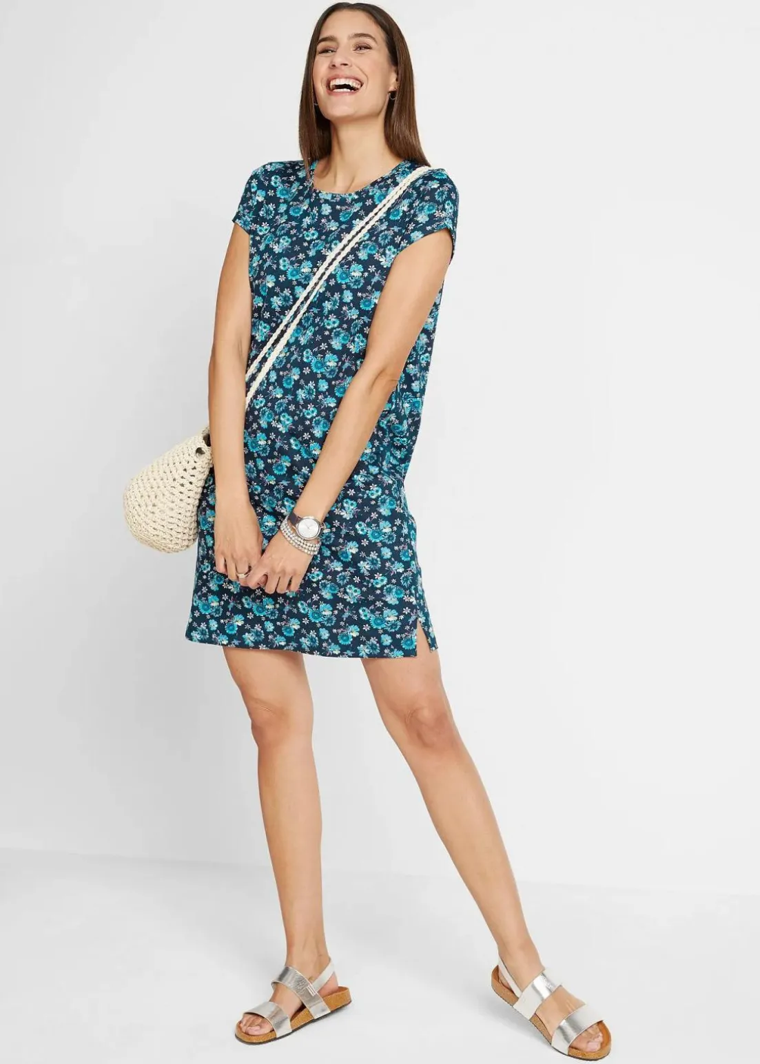 Shirtkleid mit seitlichen Schlitzen aus reiner Baumwolle (2er Pack)