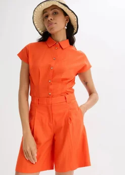 Shorts aus leichtem Leinen-Mix