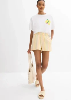 Shorts aus luftigem Leinen-Mix