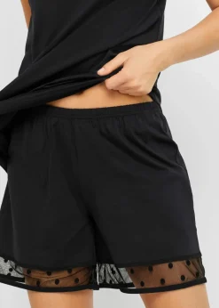 Shorty mit zartem Spitzeneinsatz