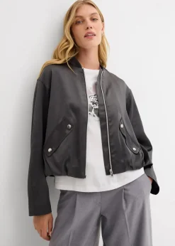 Softblouson aus glänzendem Viskose-Mix