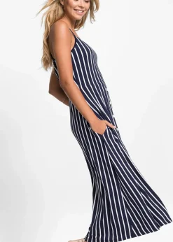 Sommerliches Jerseykleid mit Knopfleiste und Streifen