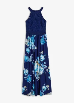 Sommer-Maxikleid mit Blumen-Print und Spitze