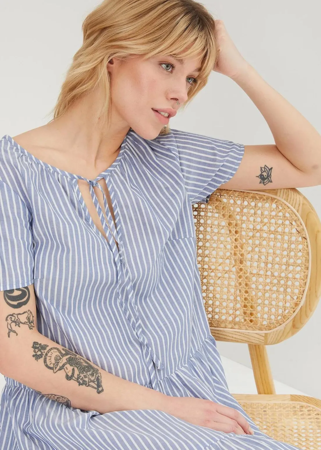 Sommer-Tunika-Kleid aus reiner Baumwolle