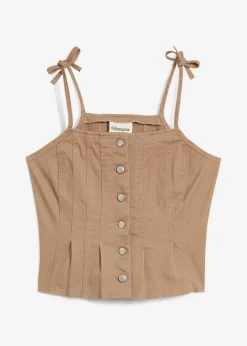 Spaghettiträger-Top aus elastischem Baumwoll-Mix