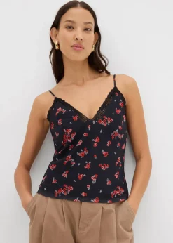 Spaghettiträger-Top aus Mesh