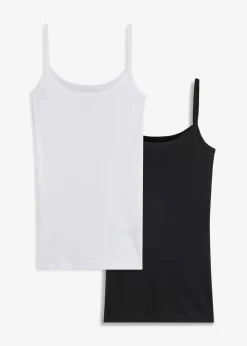 Spaghettiträger-Top aus reiner Baumwolle, 2er Pack