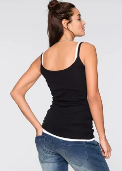 Spaghettiträger-Top aus reiner Baumwolle, 2er Pack