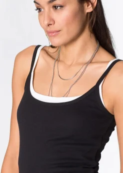 Spaghettiträger-Top aus reiner Baumwolle, 2er Pack