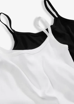 Spaghettiträger-Top aus reiner Baumwolle, 2er Pack