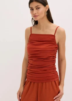 Spaghettiträger-Top mit Raffungen