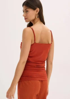 Spaghettiträger-Top mit Raffungen