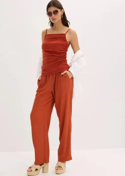 Spaghettiträger-Top mit Raffungen