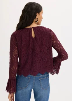 Spitzen-Bluse mit Volants