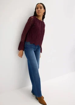 Spitzen-Bluse mit Volants