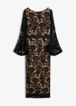 Spitzenkleid mit Satin-Einsatz