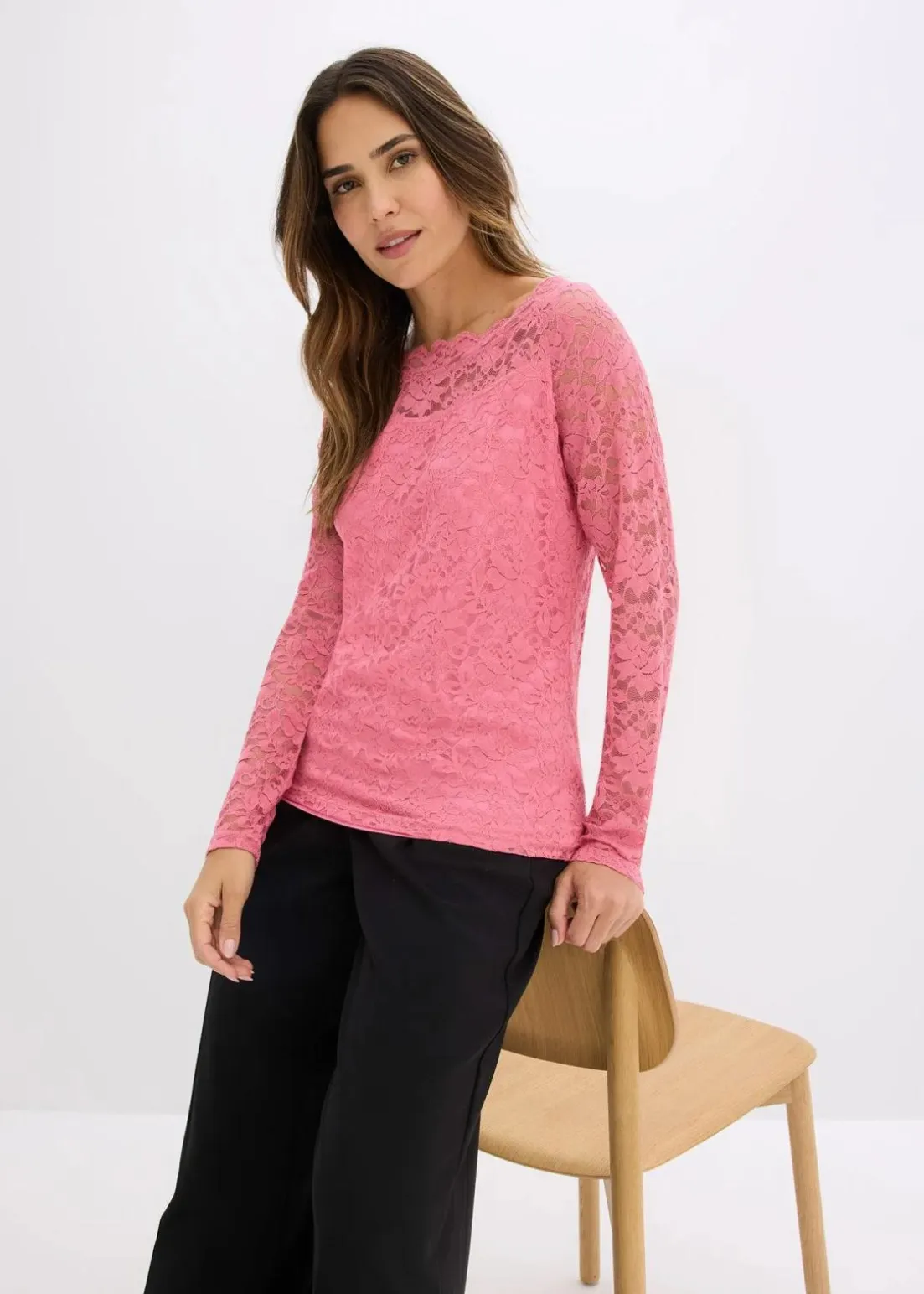 Spitzen-Langarmshirt