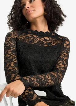 Spitzen-Langarmshirt