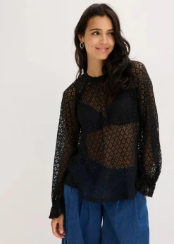 Spitzenshirt aus Baumwoll-Mix