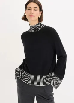 Stehkragenpullover mit Kaschmiranteil