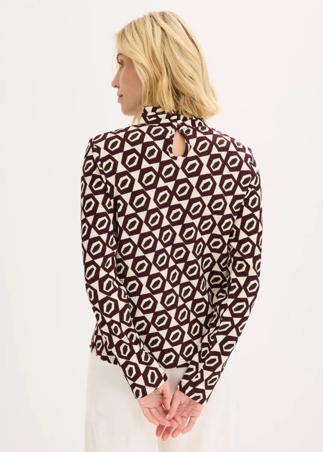 Stehkragenshirt mit Struktur