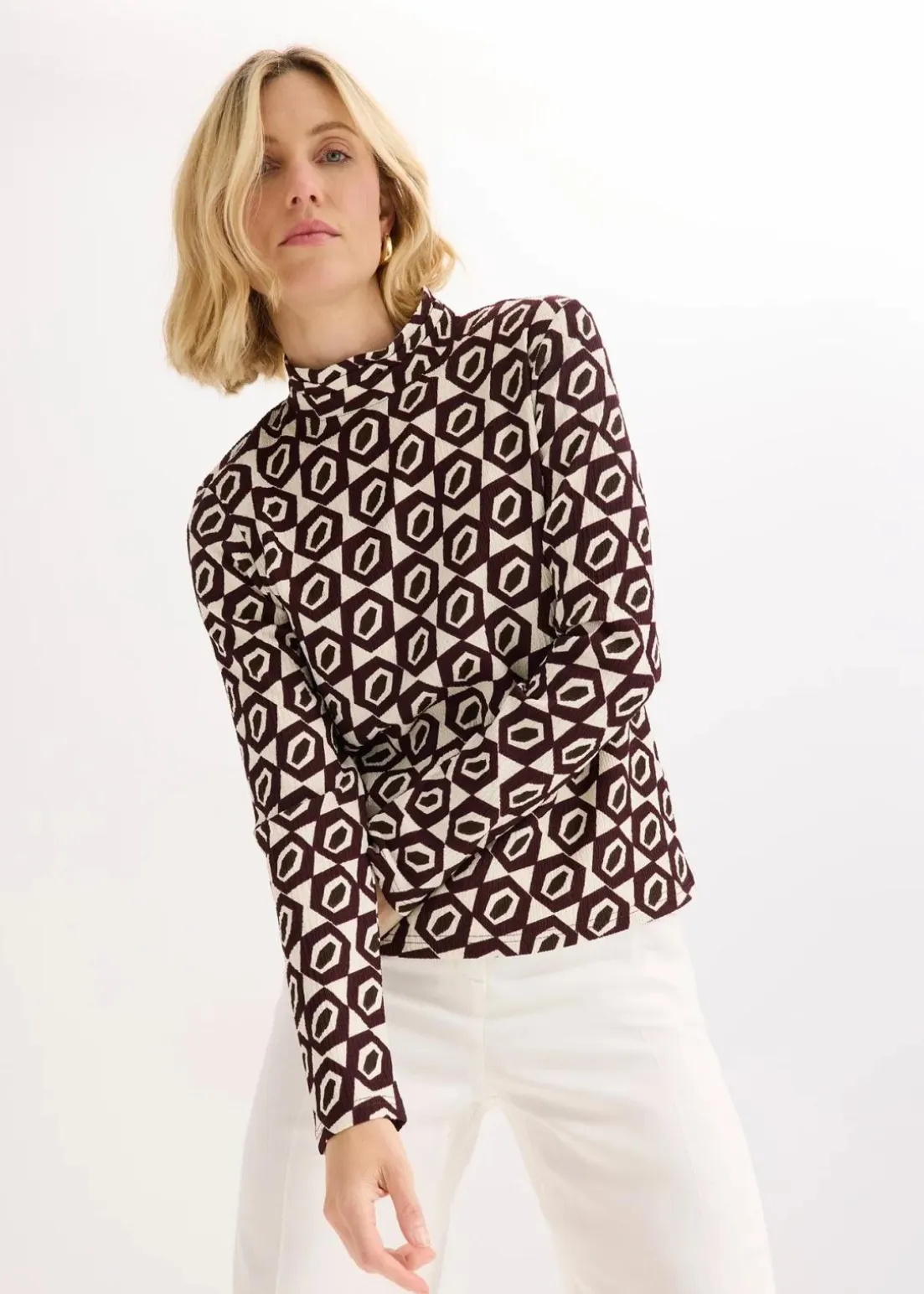 Stehkragenshirt mit Struktur