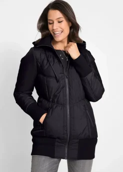 Steppjacke mit breitem Komfortbund und Kapuze