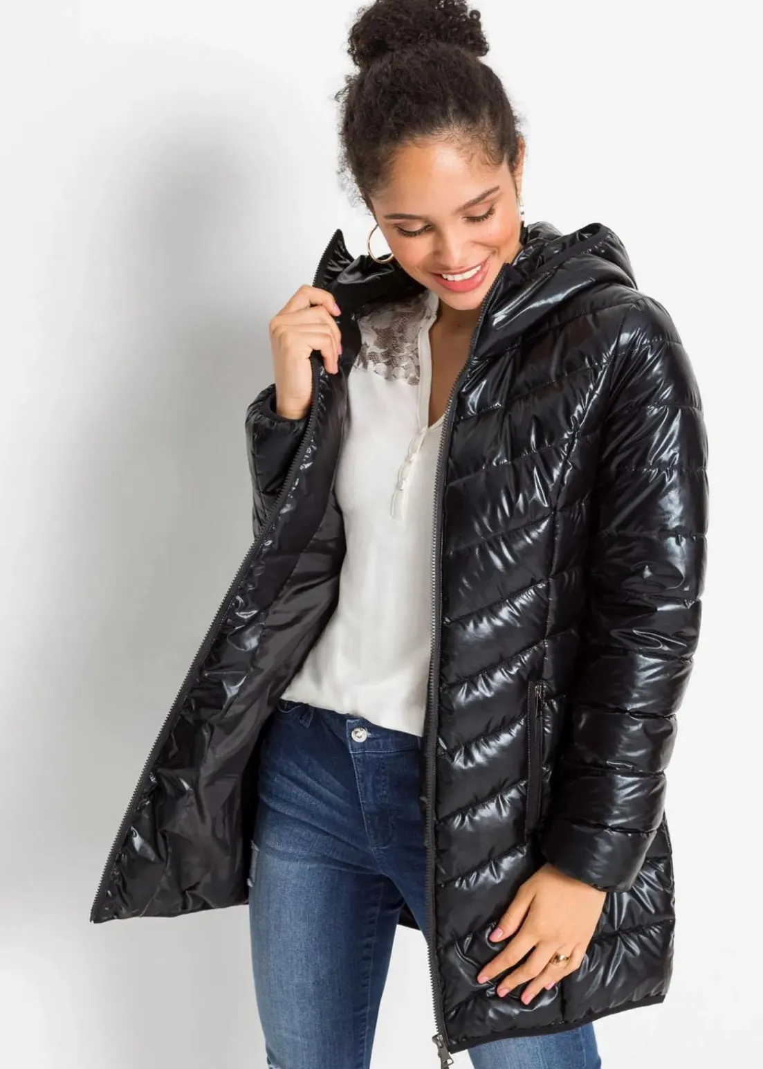 Steppmantel in Metallic-Optik