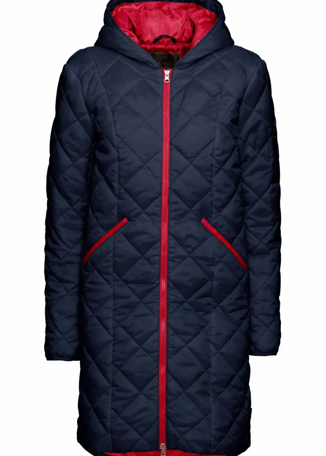 Steppmantel mit Kapuze zweifarbig