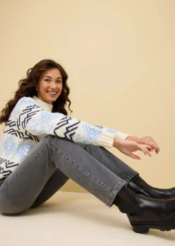 Straight Jeans Mid Waist, Stretch