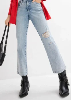 Straight-Jeans Mid Waist Bequembund Low Stretch, cropped