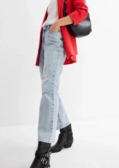 Straight-Jeans Mid Waist Bequembund Low Stretch, cropped