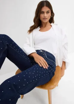 Straight-Jeans Mid Waist mit Strass