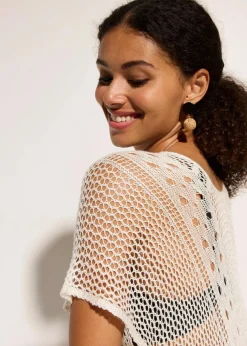 Strandkleid in Häkeloptik aus fließender Viskose